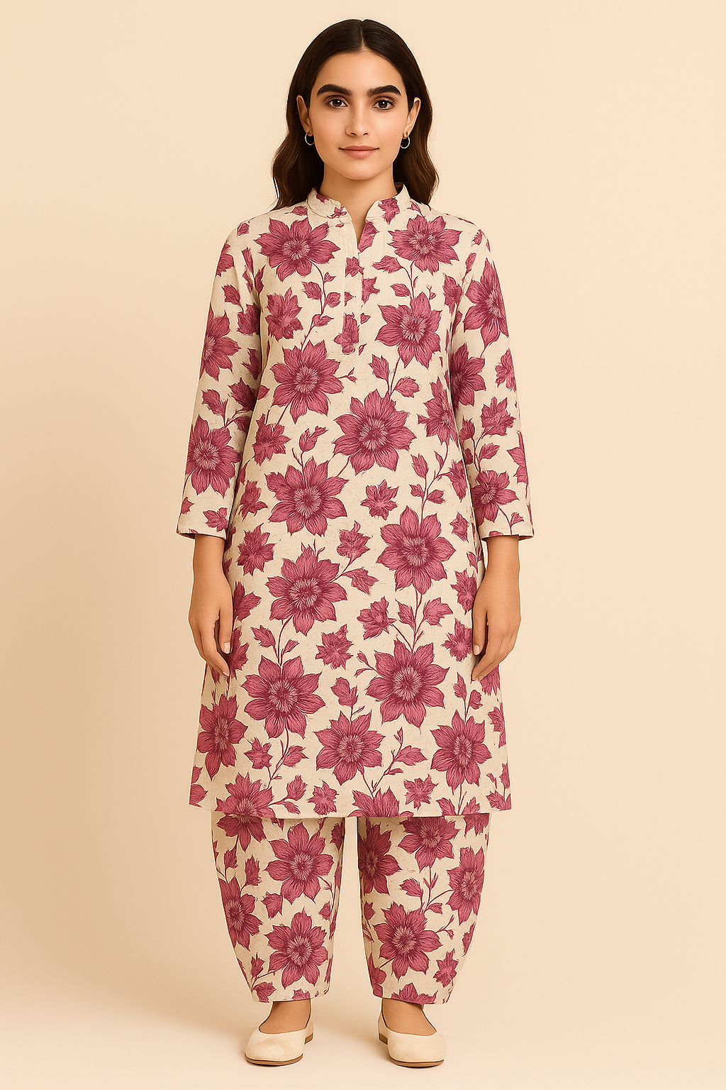 2PC PRINTED OVERALL LAWN MARK 06